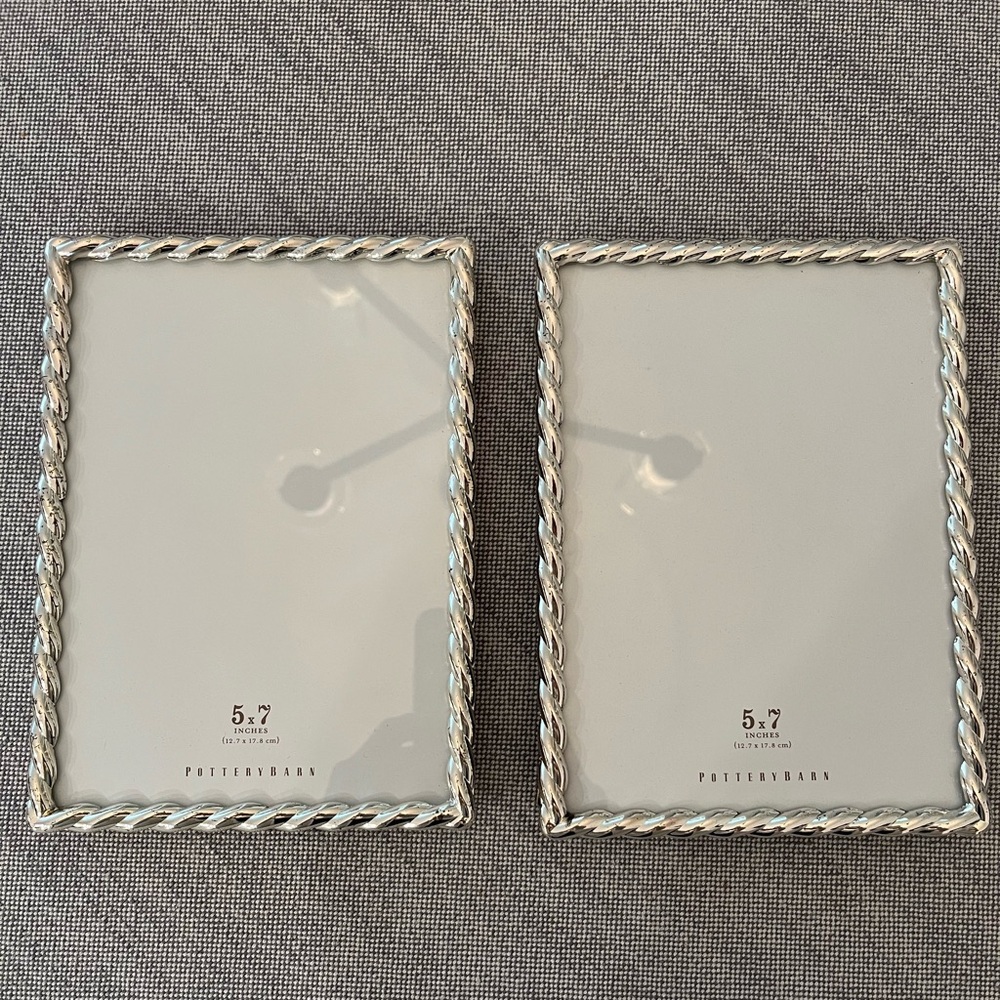Pottery Barn Silver Plated Rope-Edge 5x7 Picture Frames (Pair)
